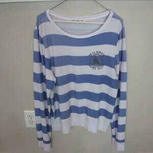 WILDFOX Womens Blue White Stripe Scoop Neck YACHT CLUB Nautical